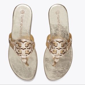 Tory Burch Spark Gold leather Miller Sandal NWT